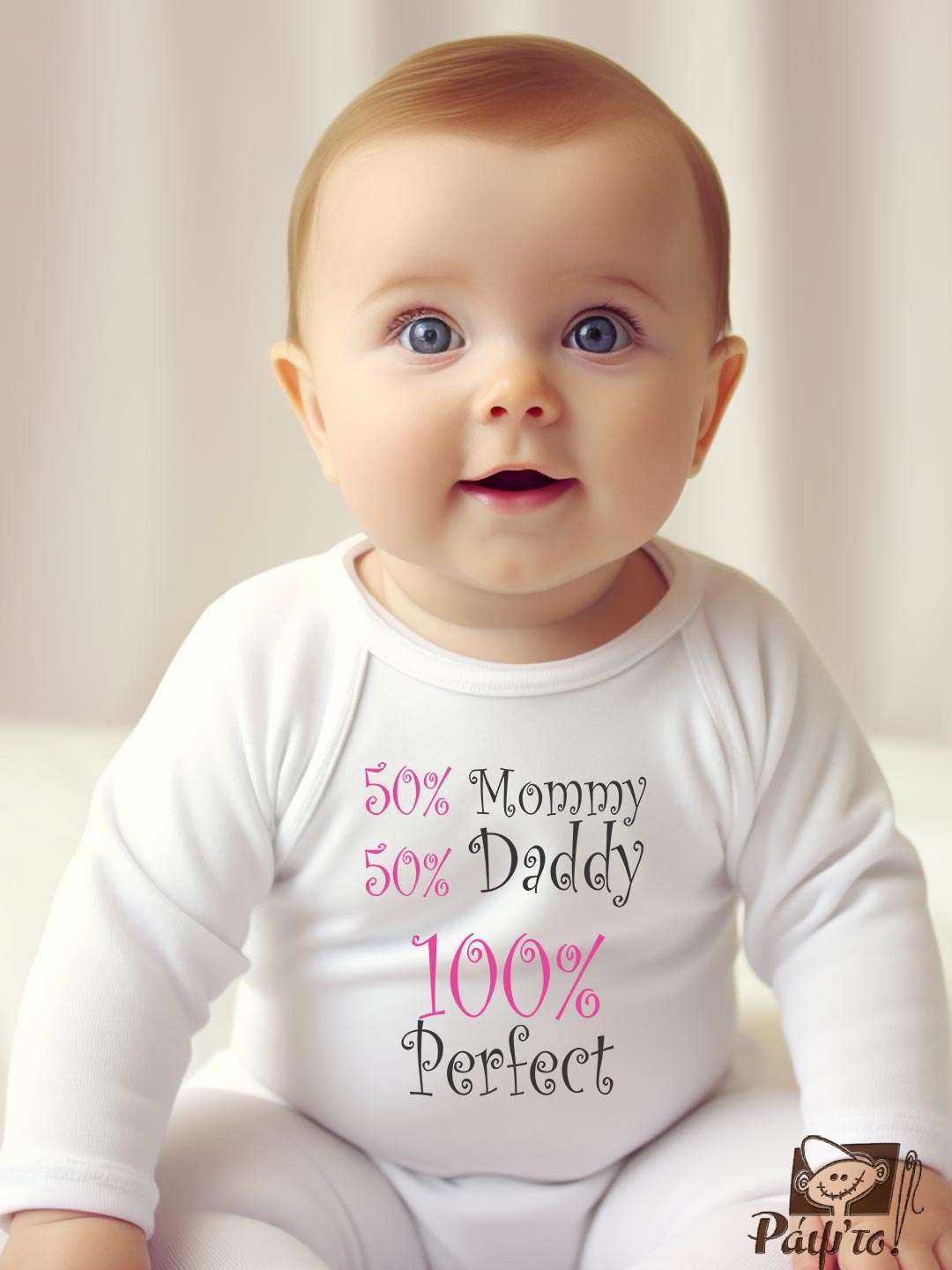 ΒΜΜ-1111 Βρεφικό φορμάκι - κορίτσι - 50% mommy - 50% daddy - 100% perfect - Image 1