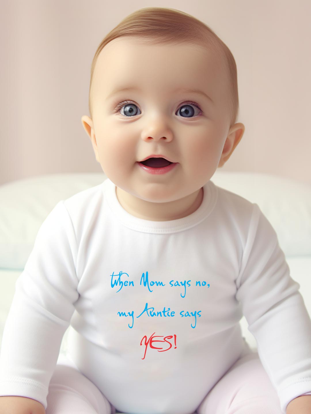 AUN-1116 Βρεφικό φορμάκι για αγόρι - κορίτσι - when mom says no - my aunt says yes - Image 1
