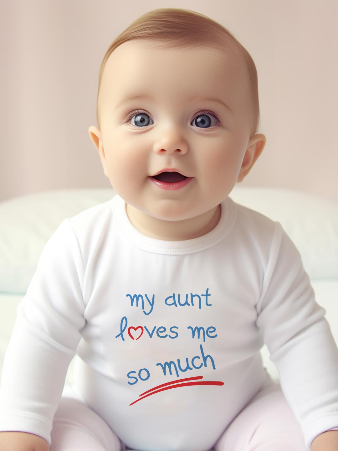 AUN-1118 Βρεφικό φορμάκι για αγόρι - κορίτσι - My aunt loves me so much - Image 1