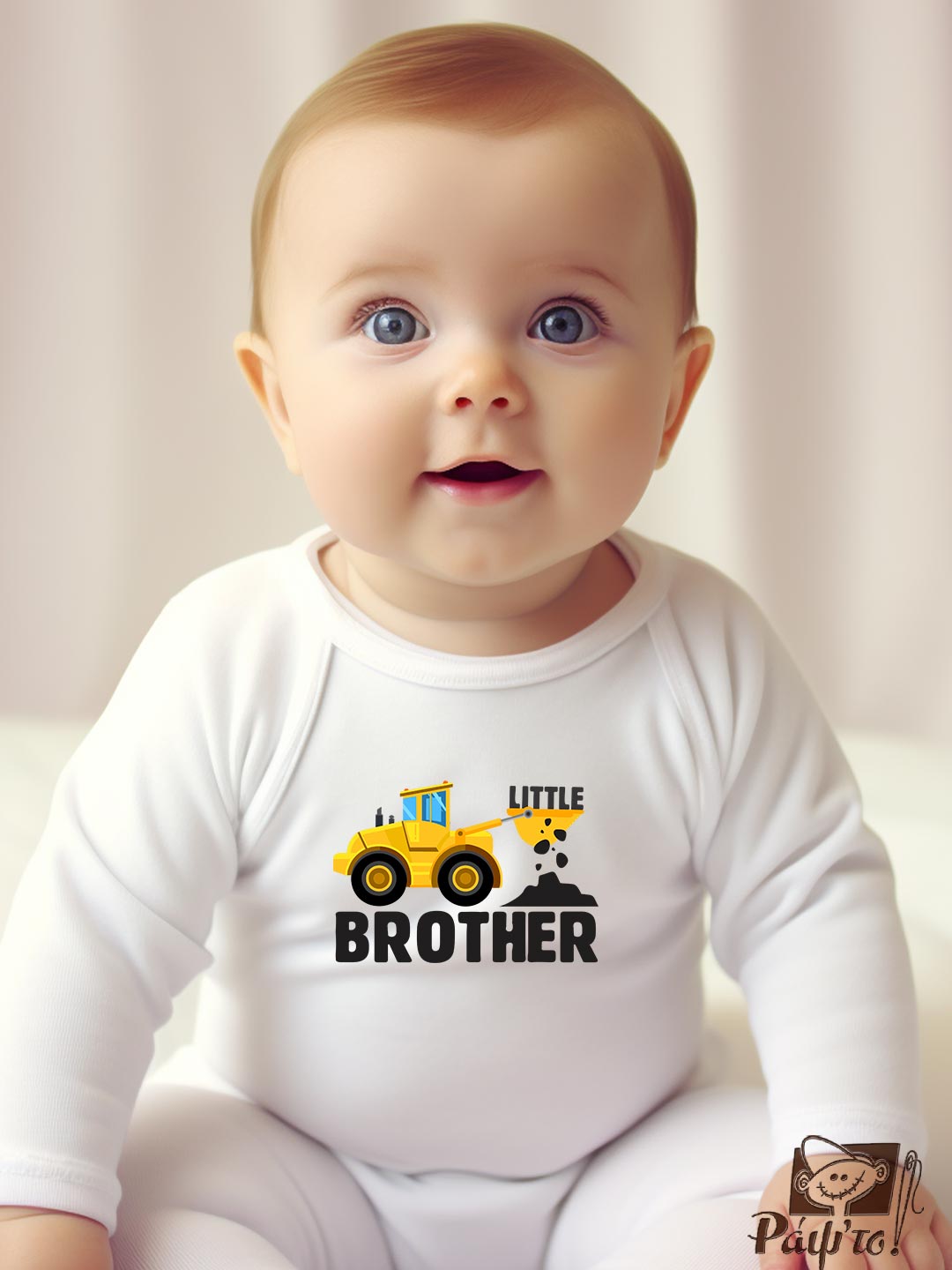 BRS-1120 Βρεφικό φορμάκι για αγόρι - μπουλντόζα - little brother - Image 1