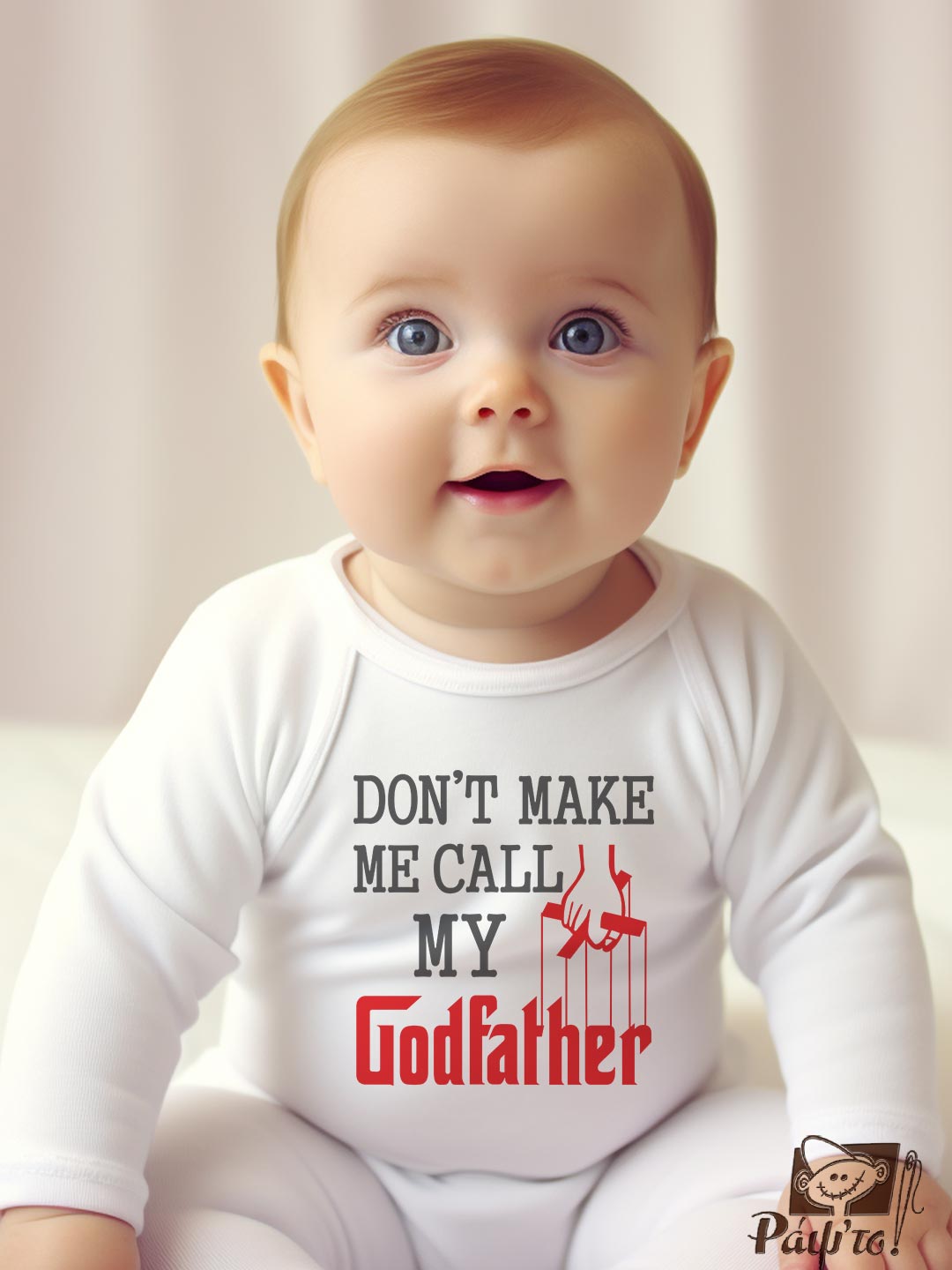 GDM-1115 Βρεφικό φορμάκι για αγόρι - κορίτσι - Don't make me call my godfather - puppeteer - Image 1