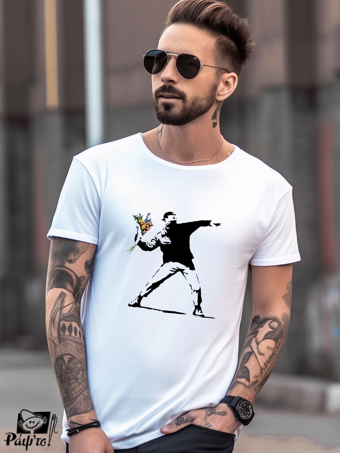 AGN-0021-W Αντρικό T-shirt - Ρίψη Aνθοδέσμης - Image 1