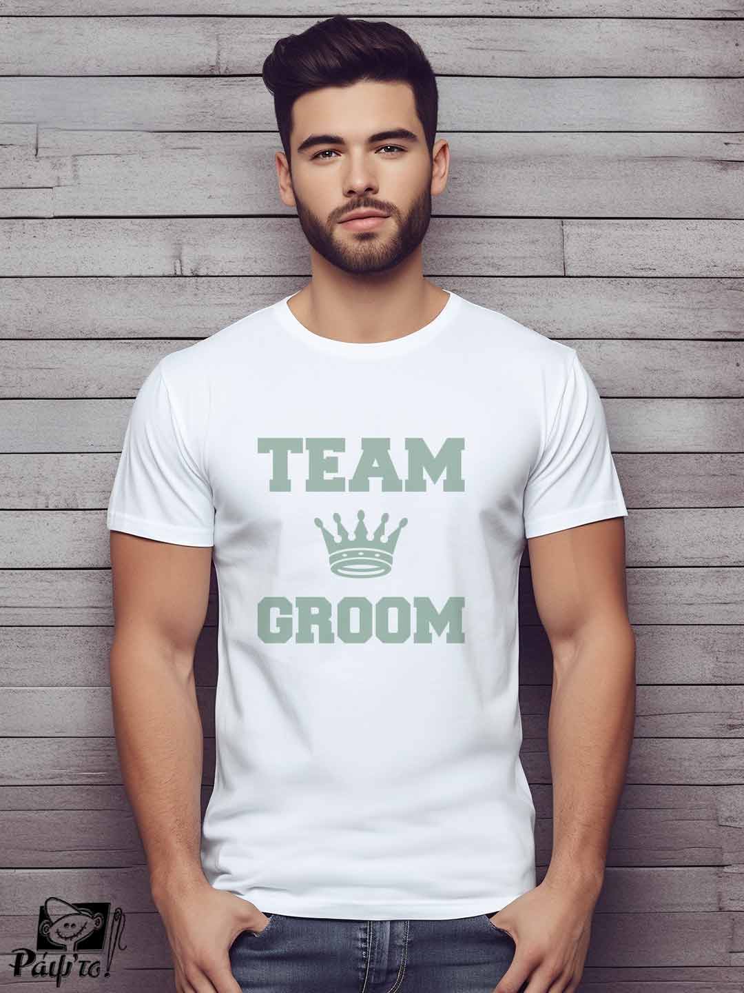 BCH-0060-W Αντρικό T-shirt - Crown - Team Groom - Image 1