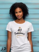Γυναικείο T-shirt - Crown - 40 and fabulous - (Ηλικία)