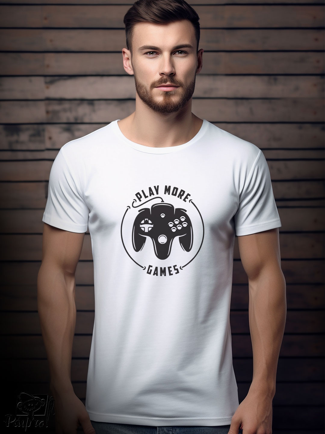 GAMER-1115-W Αντρικό T-shirt - Play more games - Gamepad - Image 1