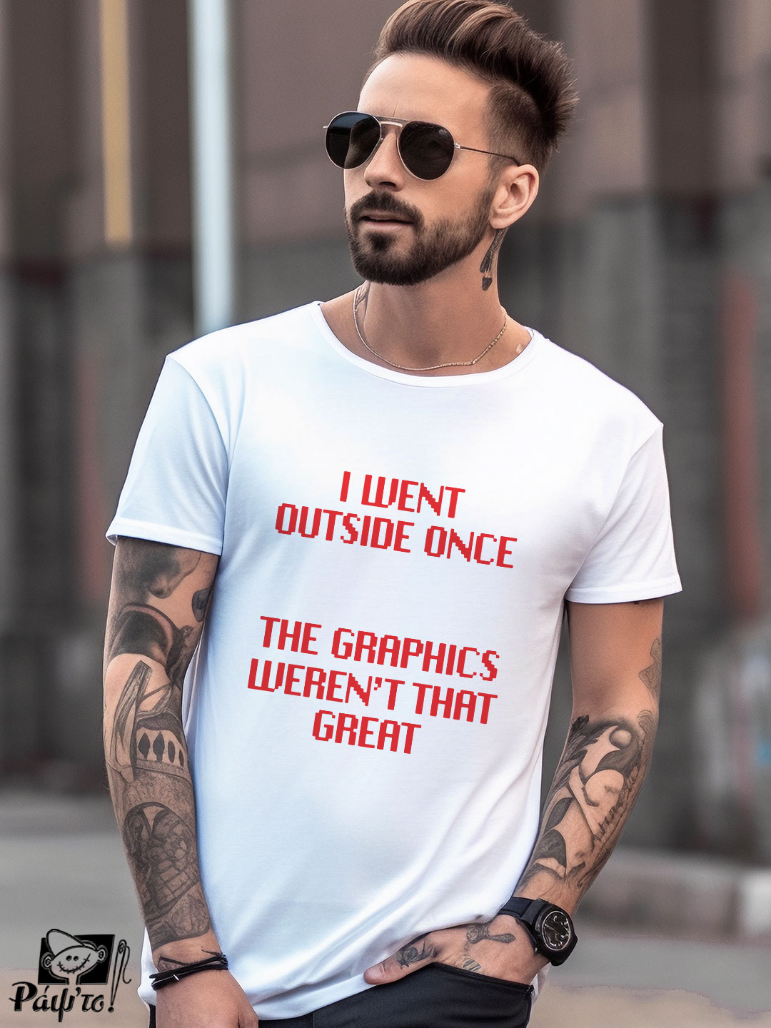 GAMER-1123-W Αντρικό T-shirt - I went outside once - The graphics weren't that great - Image 1