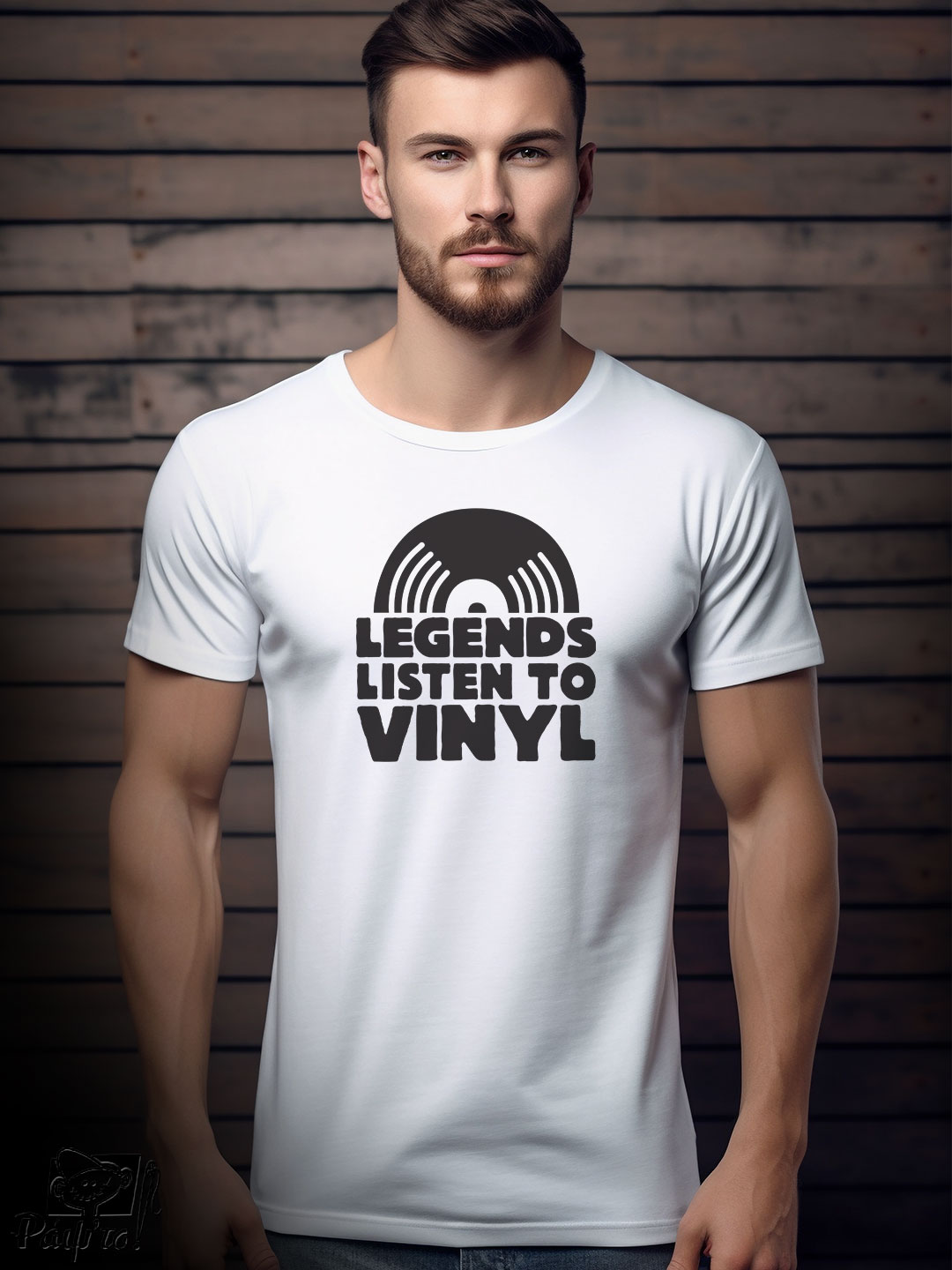 MUSIC-1121-W Αντρικό T-shirt - Legens Listen to Vinyl - Image 1
