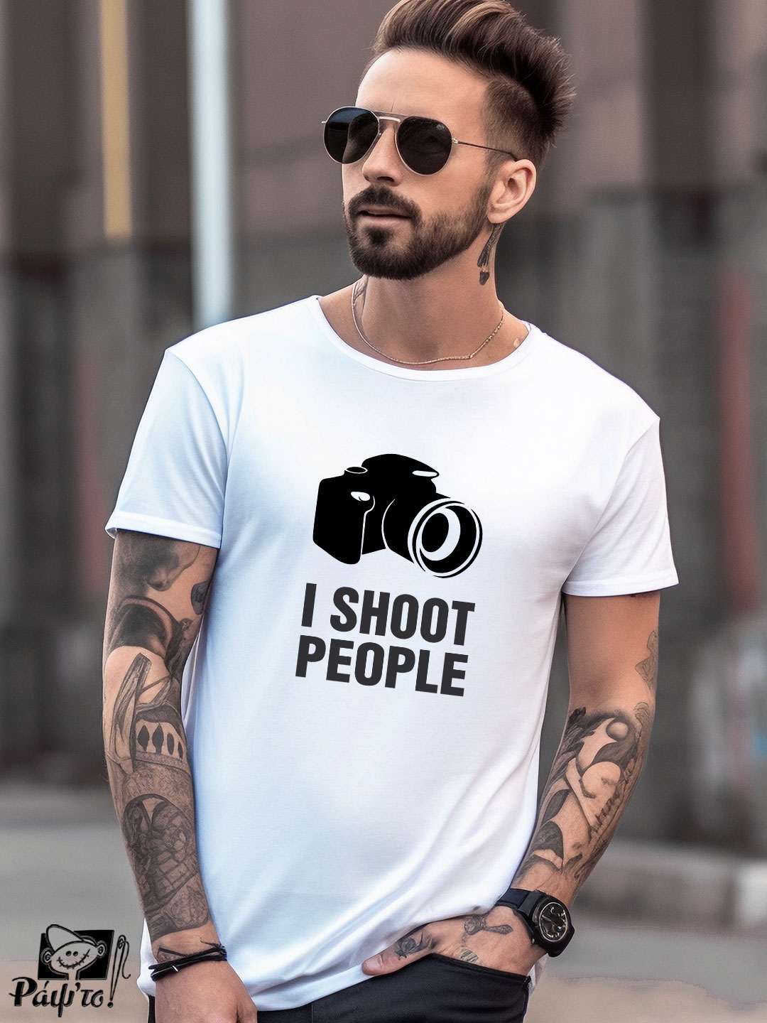 PHG-1112-W Αντρικό T-shirt - I Shoot People - Camera - Image 1