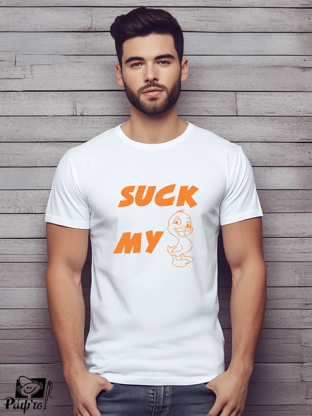 QTS-0032-W Αντρικό T-shirt - Suck my duck - Image 1