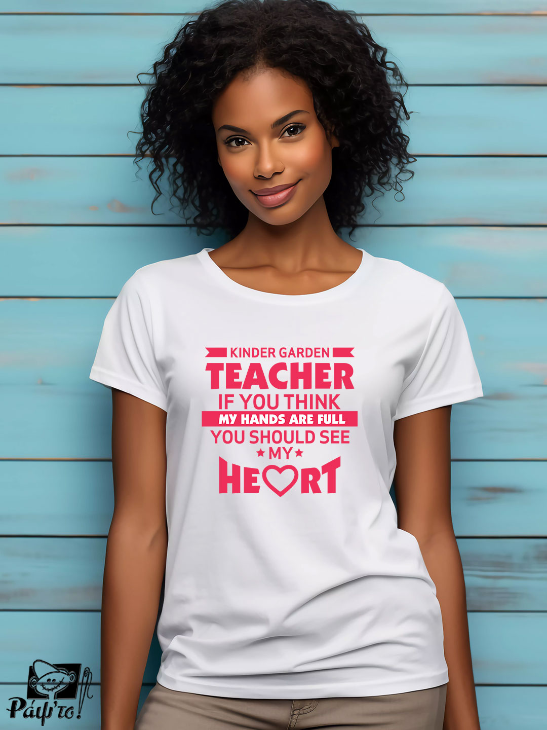 TCH-1111-W Γυναικείο T-shirt - Kinder Garden Teacher - If you think my hands are full - You should see my heart - Image 1