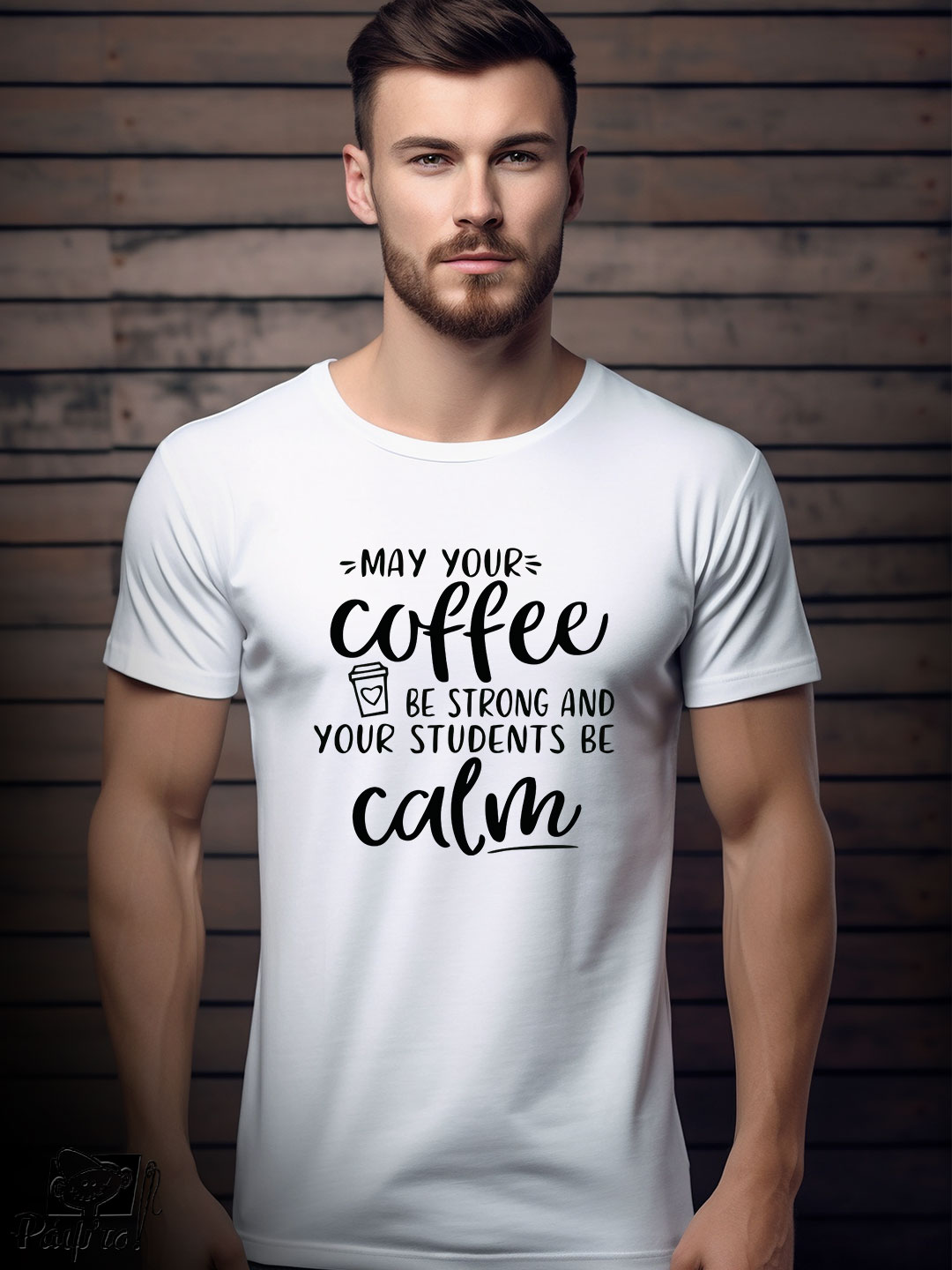 TCH-1113-W Αντρικό T-shirt - May your coffee be strong and you students be calm - Image 1