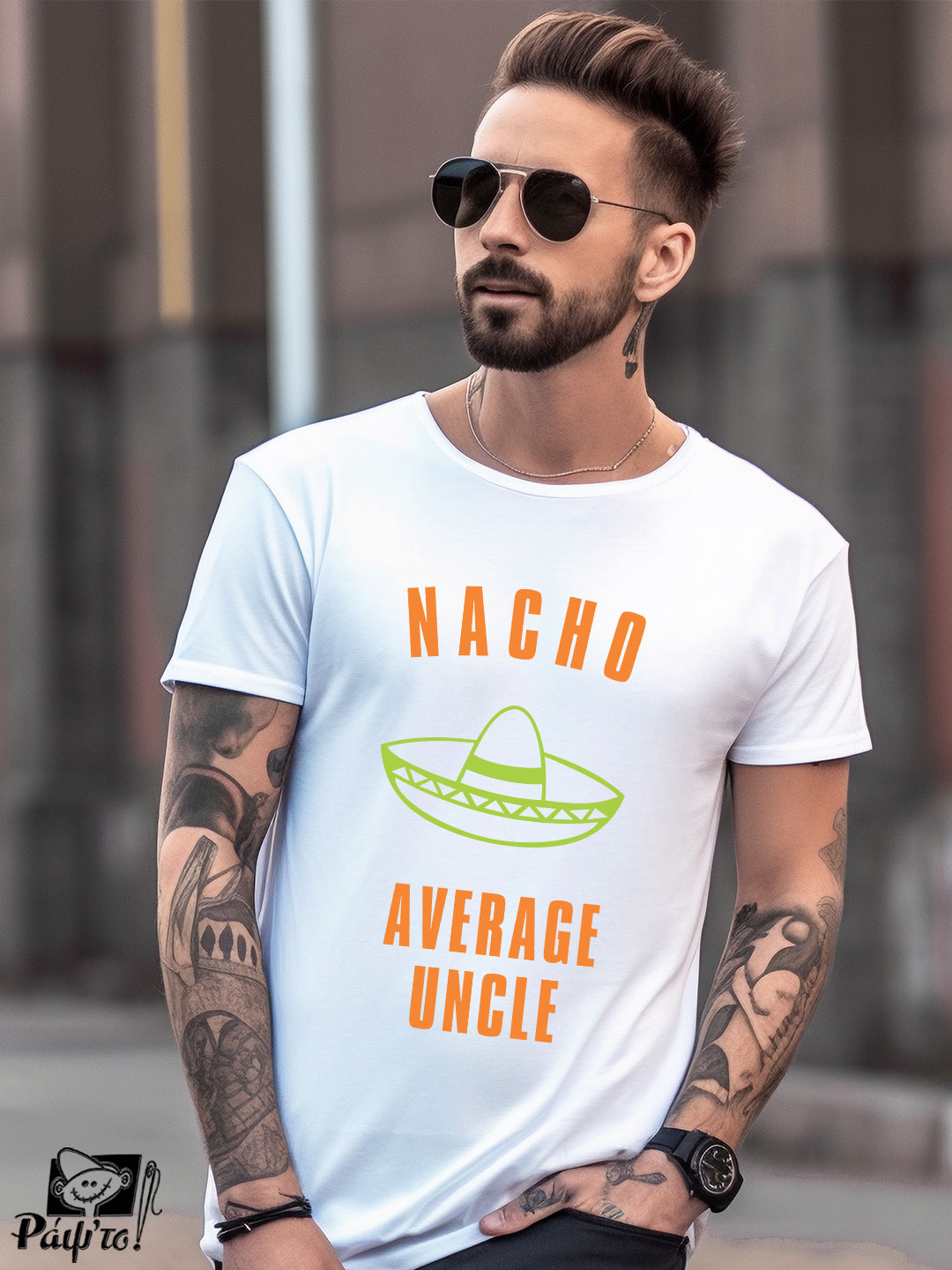UNCL-1117-W Αντρικό T-shirt - Nacho Average Uncle - Sombrero - Image 1