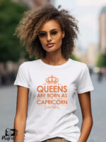Γυναικείο T-shirt - Crown - Queens are born as Capricorn