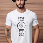 Αντρικό T-shirt - Save a brain - Read a book - Lamp