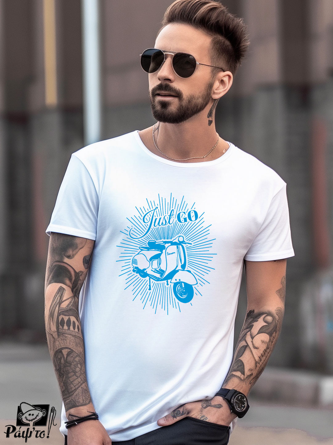moto-1119-W Αντρικό T-shirt - Just Go - Motorcycle - Image 1