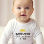 Βρεφικό φορμάκι για κορίτσι - αγόρι - Black and White - Queen - (Όνομα, Ημερομηνία)