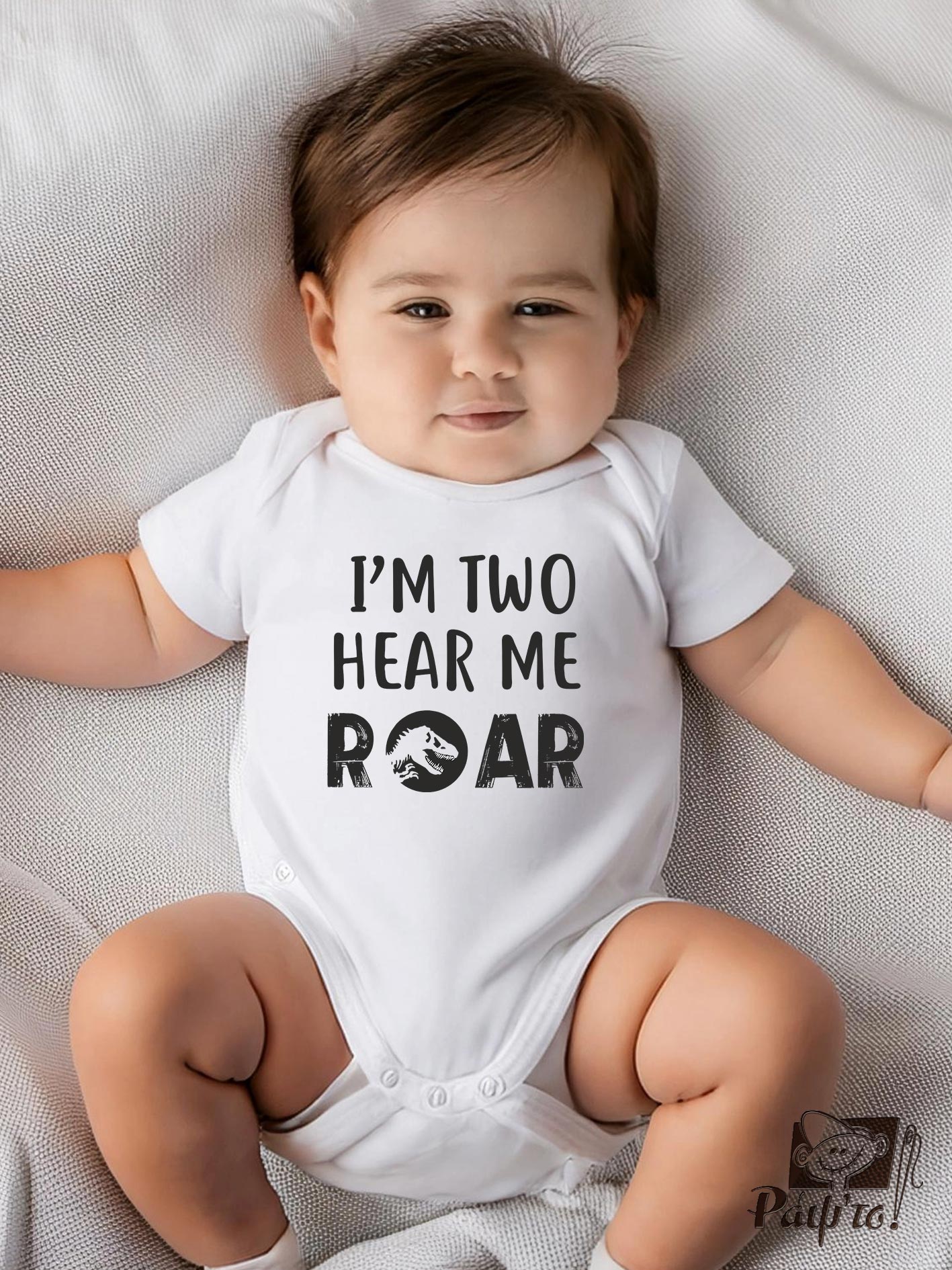 BBG-1211 Βρεφικό φορμάκι για κορίτσι - αγόρι - I'm two hear me ROAR - (Ηλικία) - Image 1