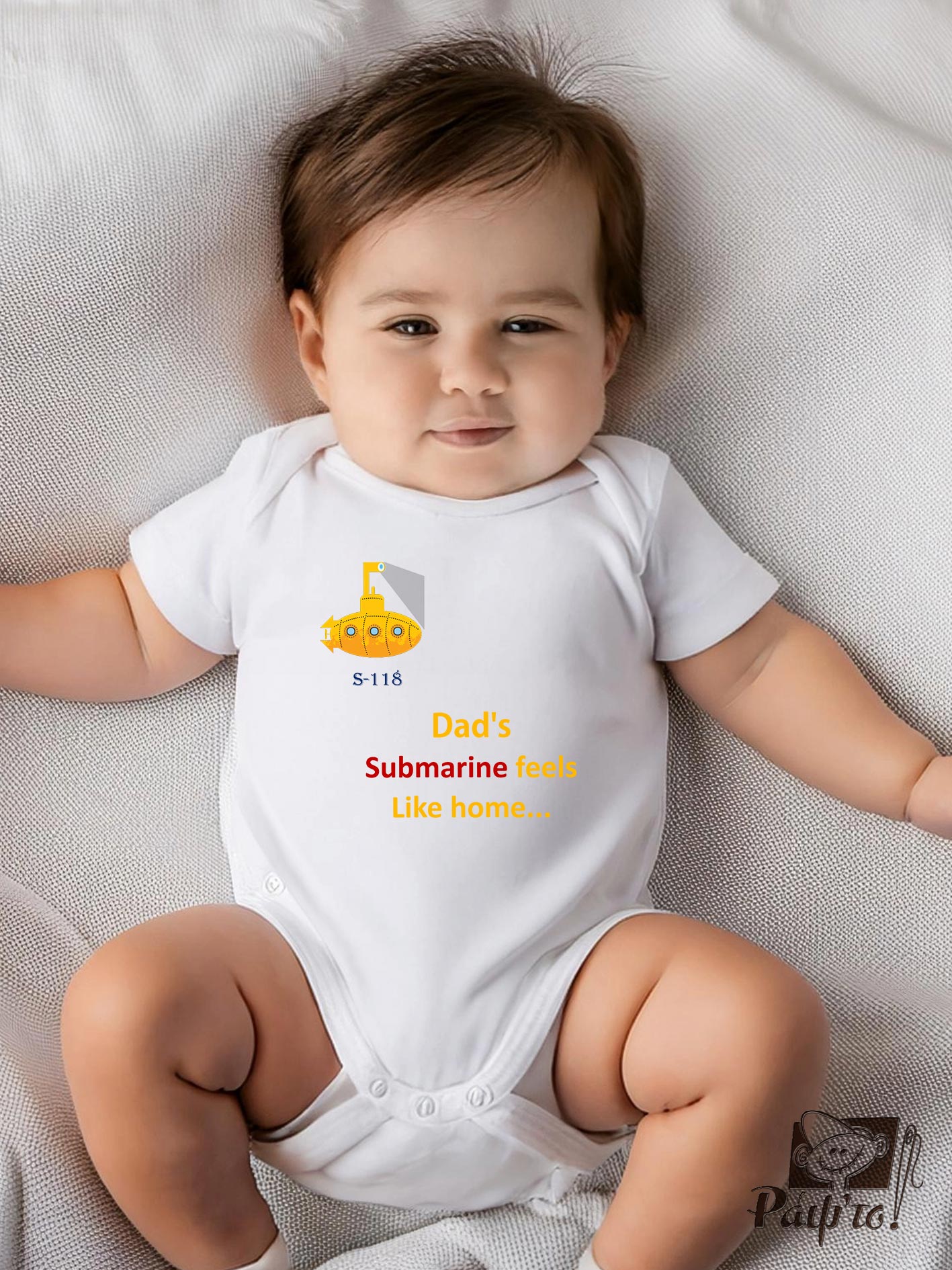 BCP-1132 Βρεφικό φορμάκι για αγόρι - κορίτσι - Dad's submarine feels like home... - Image 1