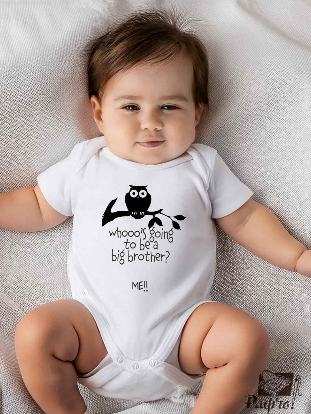 BRS-1119B Βρεφικό φορμάκι για αγόρι - Who's going to be a big brother? - ME! - Image 1