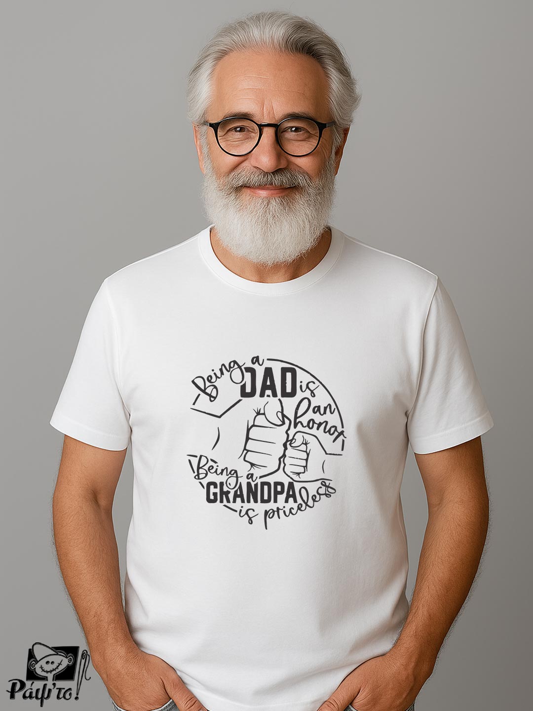 DAD-1217-W Αντρικό T-shirt - Being a dad is an honor - fist bump - Image 1