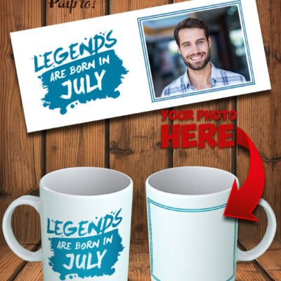 Κούπα Γενεθλίων MEN White - Legends are born in - (Μήνας, Φωτογραφία)