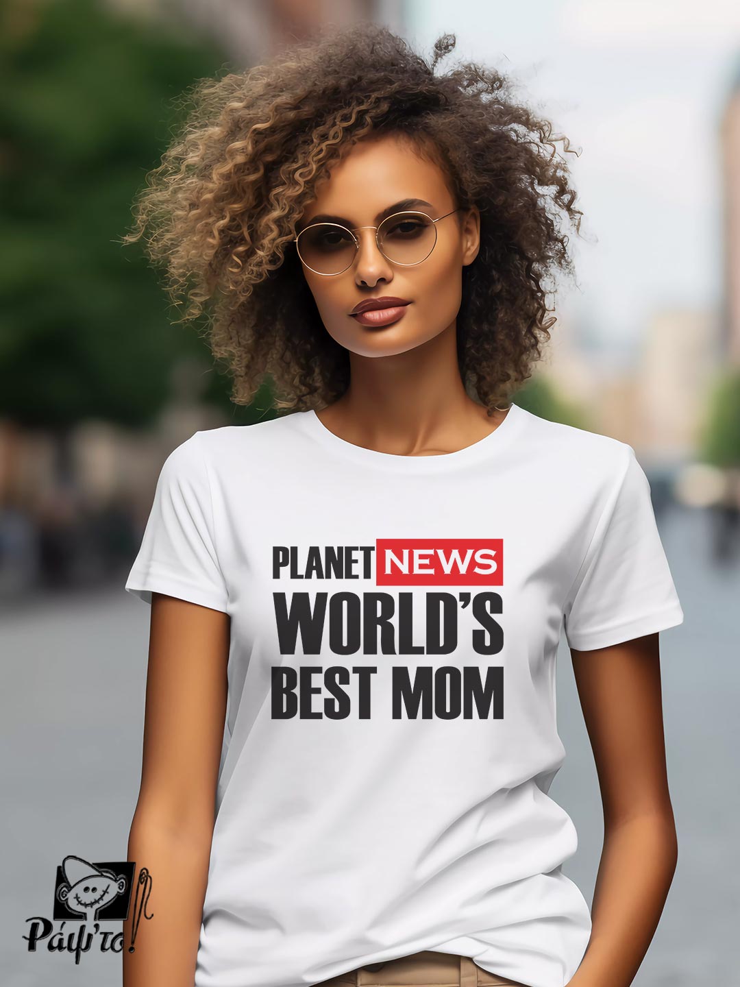 MOM-1132-W Γυναικείο T-shirt - Planet News - World's Best Mom - Image 1