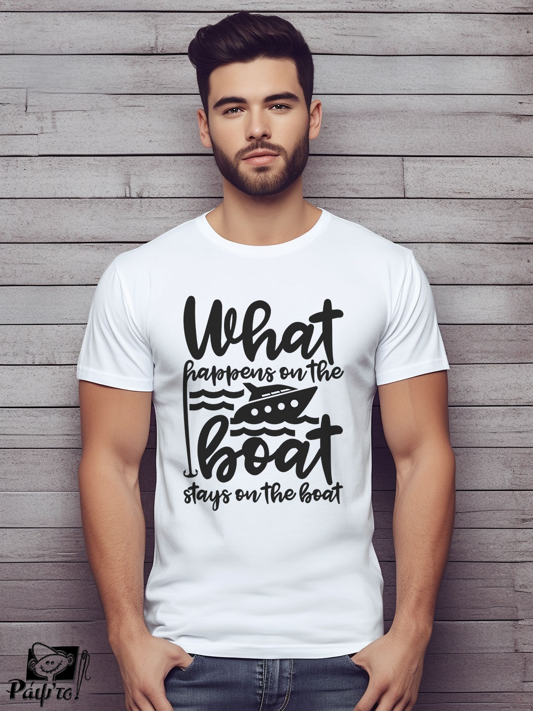 NTC-1112-S-W Αντρικό T-shirt - What happens on the boat - Stays on the boat - Image 1