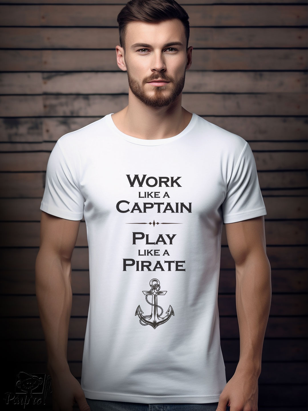 NTC-1123 Αντρικό T-shirt - Work like a captain - Play like a pirate - Anchor - Image 1