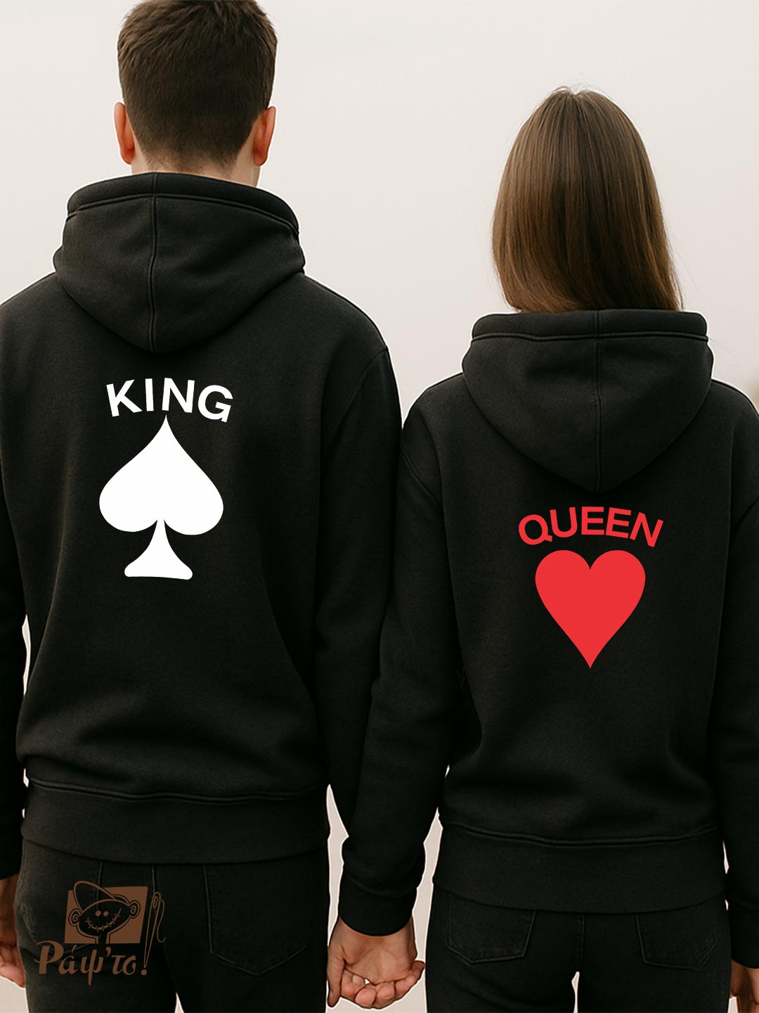 VLD-021-F Hoodies Σετ (στάμπα στην πλάτη) - King - Queen - Spades - Heart - Image 1