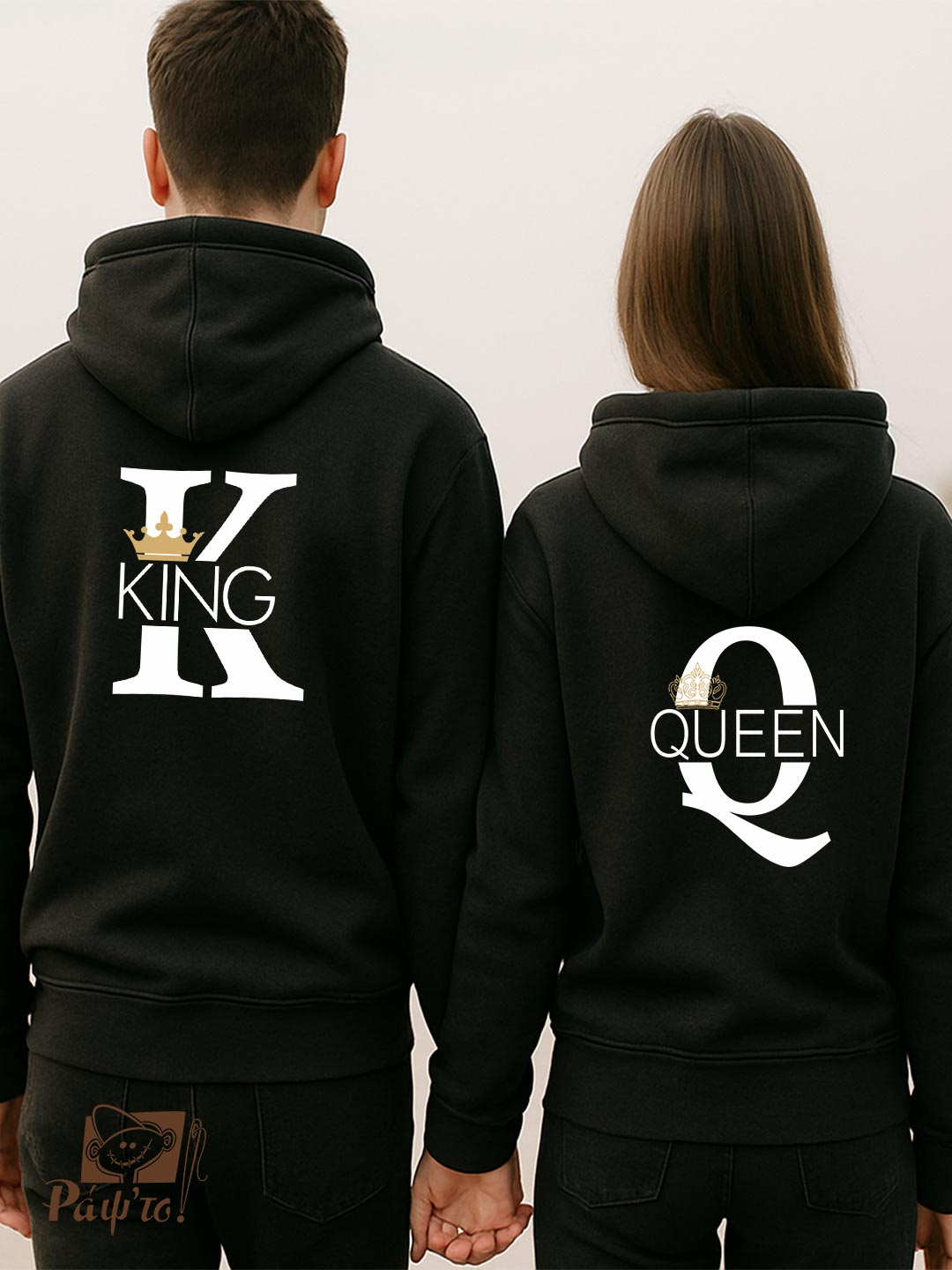 VLD-031-F Hoodies Σετ (στάμπα στην πλάτη) - King - Queen - Image 1