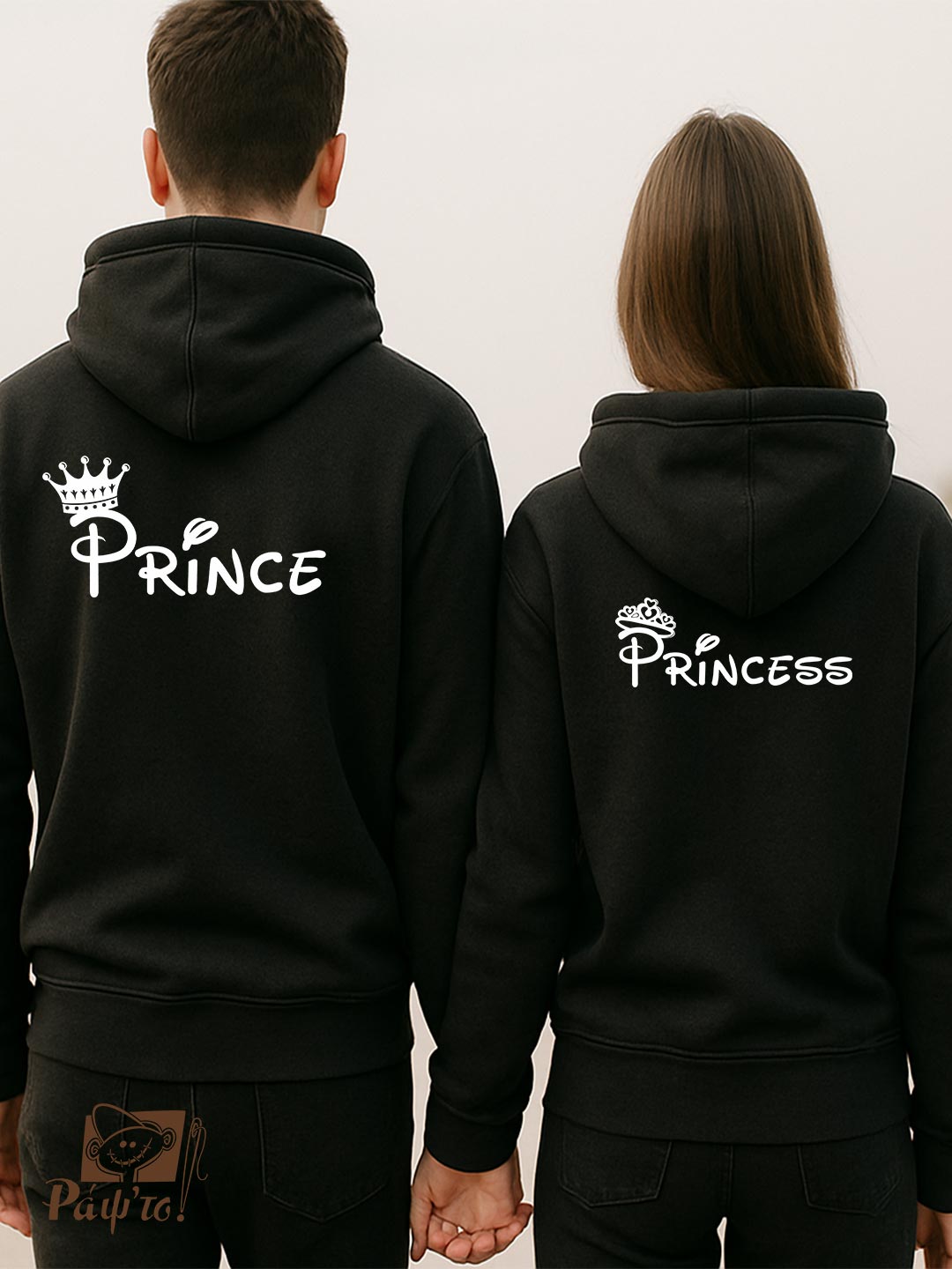 VLD-034-F Hoodies Σετ (στάμπα στην πλάτη) - Prince - Princess - Image 1