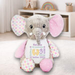 Elephant Baby Sensory με κεντημένα στοιχεία γέννησης