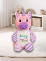 Harlequin Pink Unicorn με κεντημένα στοιχεία γέννησης - Image 2