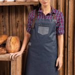 PREMIER 'DIVISION' WAXED LOOK DENIM BIB APRON WITH FAUX LEATHER
