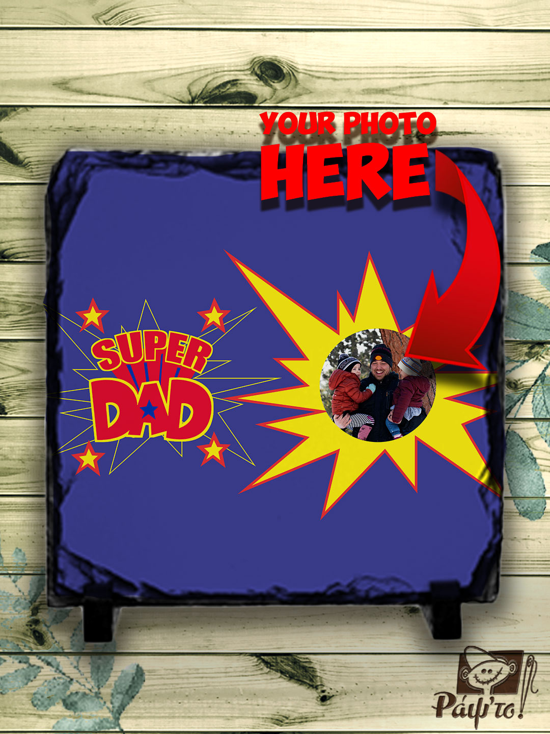SLATE-4 Πέτρα Με Εκτύπωση Φωτογραφίας - Super Dad - Image 1