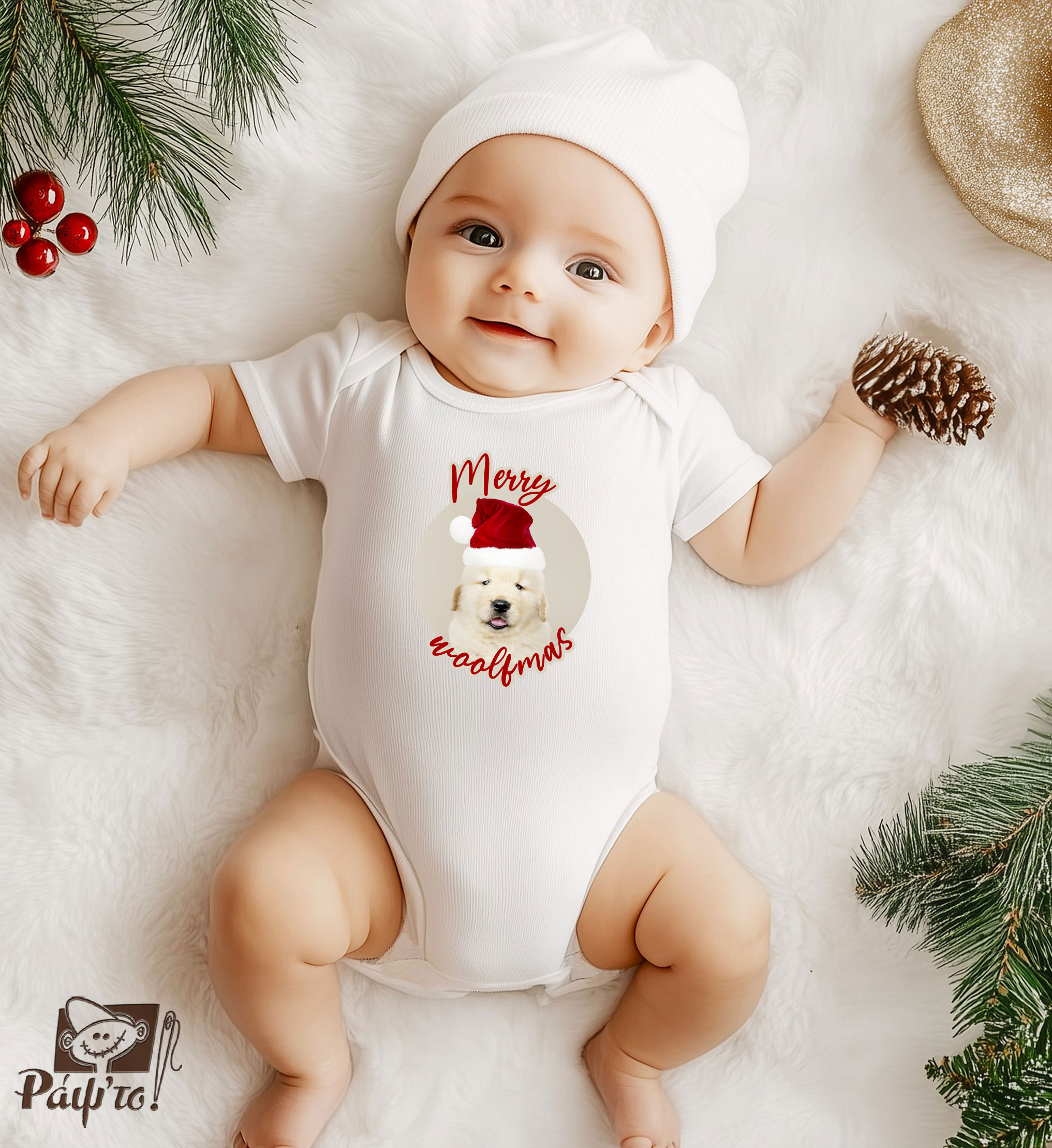 XMS-1152-W Βρεφικό φορμάκι - Merry Woolfmas - Image 1