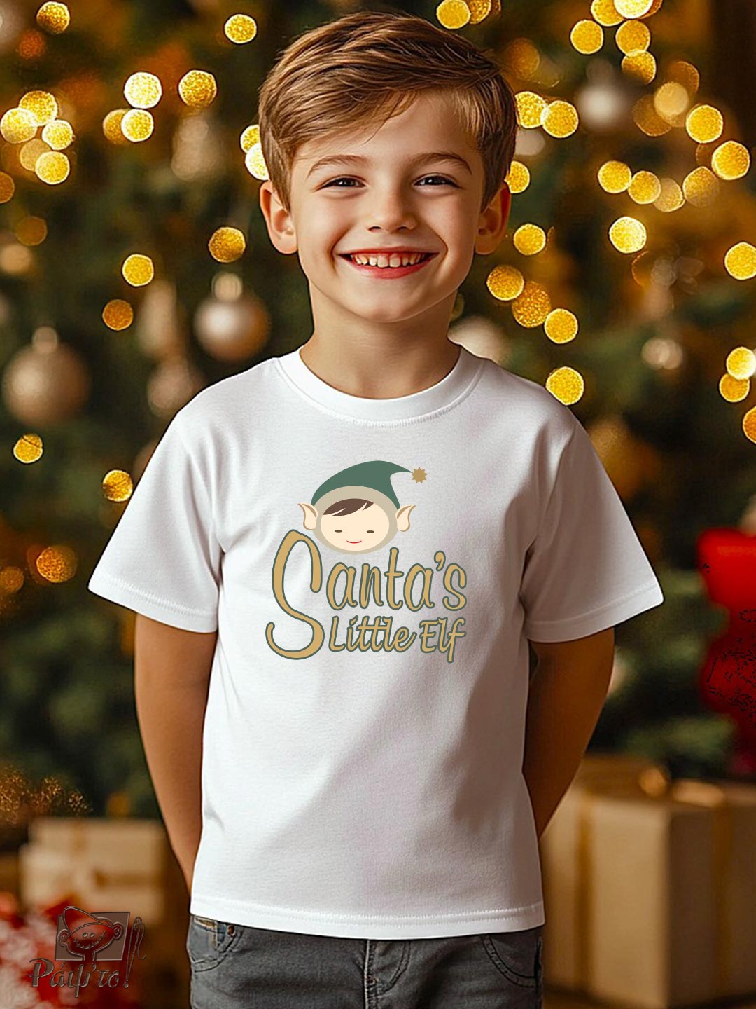 XMSK-1116-2-W Παιδικό t-shirt - Santa's Little Elf - Image 1