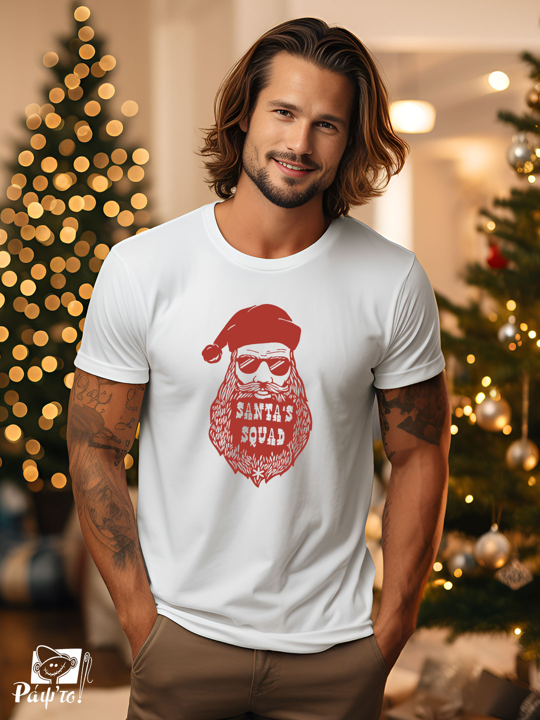 xmasGRN-1111-W Αντρικό T-shirt – Santa's Squad - Image 1