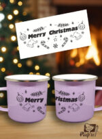 Εμαγιέ Κούπα Με Εκτύπωση - Merry Christmas - Image 4