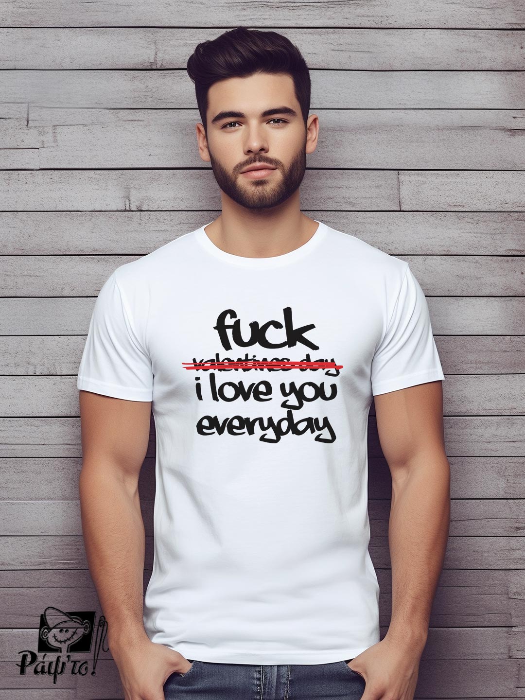 VLD-1163-S-W Αντρικό T-shirt - F*ck Valentines Day - I Love You Everyday - Image 1