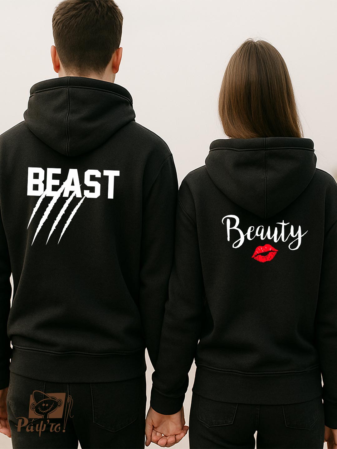 VLD-025-F Hoodies Σετ (στάμπα στην πλάτη) - Beauty - Beast - Image 1