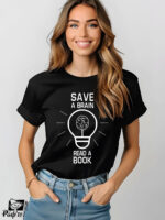 Γυναικείο T-shirt - Save a brain – Read a book – Lamp - Image 2