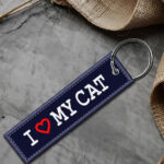Μπρελόκ με Κέντημα One Size - Navy Pvc - I  Love My Cat
