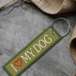 Μπρελόκ με Κέντημα One Size - Olive Pvc - I  Love My Dog